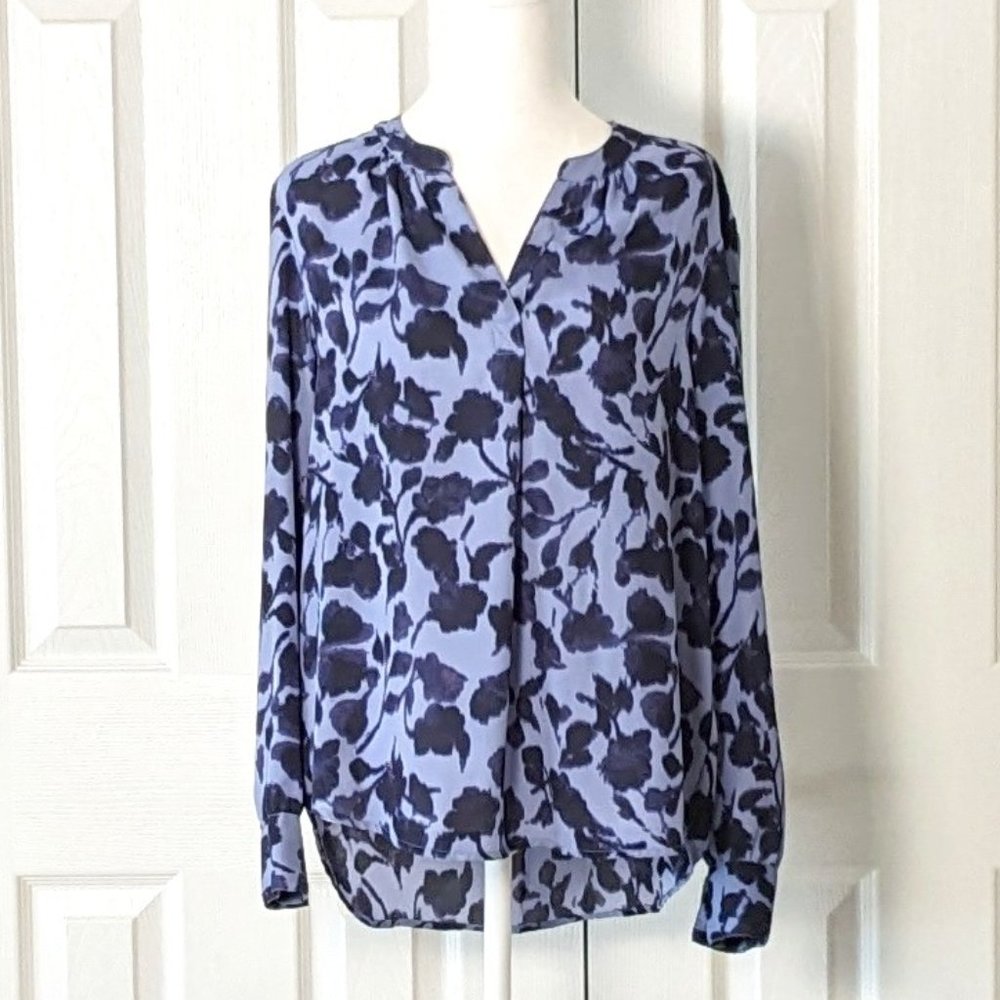 SIMPLY VERA VERA WANG Women's Long Sleeve Blouse Top  Size S  Blue Print